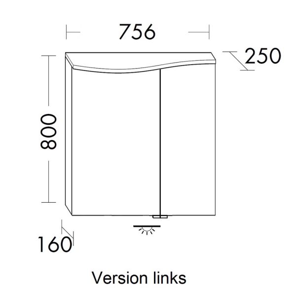 Burgbad Sinea 3.0 Spiegelschrank 75x80cm mit LED-Beleuchtung, größere Spiegeltür mit Türanschlag links