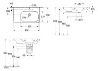 Vorschau: Villeroy&Boch Skyla Waschtisch 80x46cm, Ablagefläche links