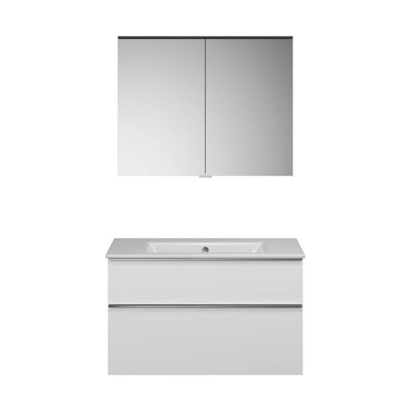 Burgbad Eqio Slim Badmöbel-Set 102cm mit LED-Spiegelschrank, Waschtisch & Unterschrank, weiß SHCP102