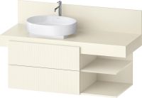 Duravit Balcoon Unterschrank 120x57x53,4cm, 2 Schubladen, 2 offene Fächer für Aufsatzbecken links, elfenbein matt BA50250JDID0000