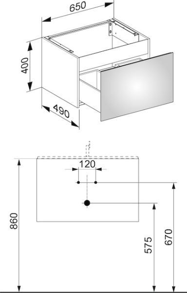 Keuco X-Line Waschtischunterbau mit Frontauszug, 65x40x49cm 33151180000