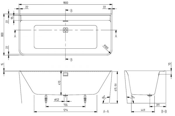 Villeroy&Boch Collaro Vorwand-Badewanne 180x80cm