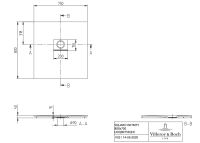 Vorschau: Villeroy&Boch Squaro Infinity Quaryl®-Duschwanne, flächenbündiger Einbau, 80x75cm, technische Zeichnung