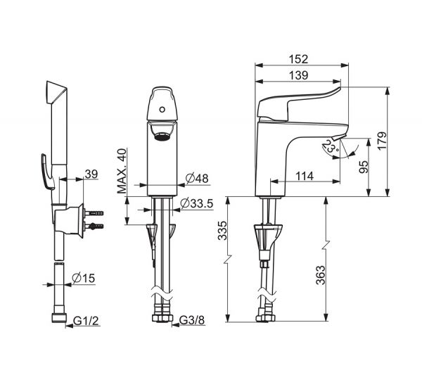 Hansa Hansacare Waschtisch-Einhand-Einlochbatterie mit Funktionsbrause, chrom