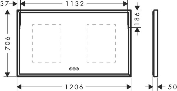 Hansgrohe Xarita E Spiegel mit LED-Beleuchtung 120x70cm, hinterleuchtet, Berührungssensor, weiß matt