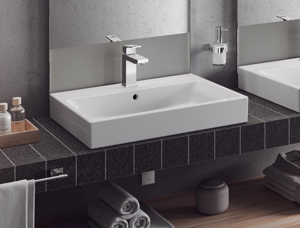 Grohe Cube Keramik Aufsatzwaschtisch 60x49cm, weiß PureGuard 3947700H