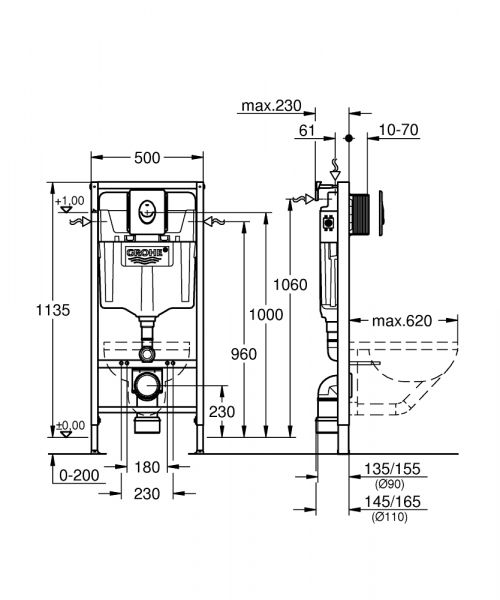 Grohe Rapid SL Projekt 3-in1Set für WC,1,13m Bauhöhe 38839000 1