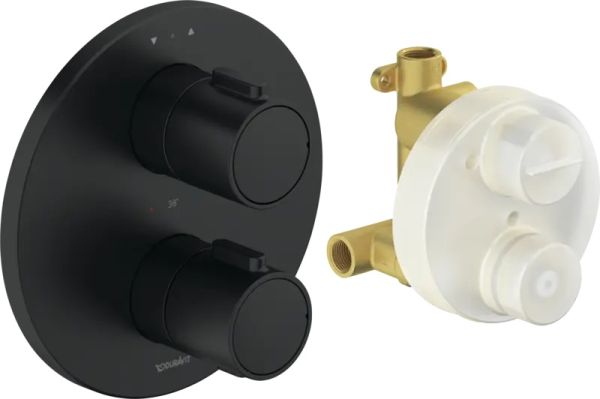 Duravit Duschthermostat rund, Unterputz mit Grundkörper, schwarz matt