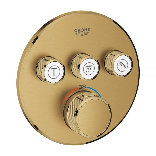 Grohe Grohtherm SmartControl Thermostat mit 3 Absperrventilen, Fertigmontageset rund