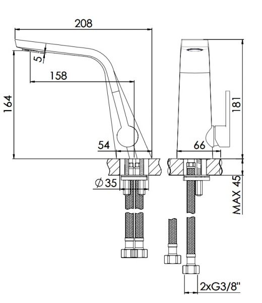 Steinberg Serie 260 Waschtisch-Einhebelmischer mit Keramikkartusche, ohne Ablaufgarnitur 1 14 2601010RG