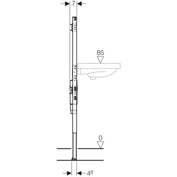 Geberit Duofix Element für Waschtisch, 130 cm, AP-Wandarmatur, mit UP-Siphon