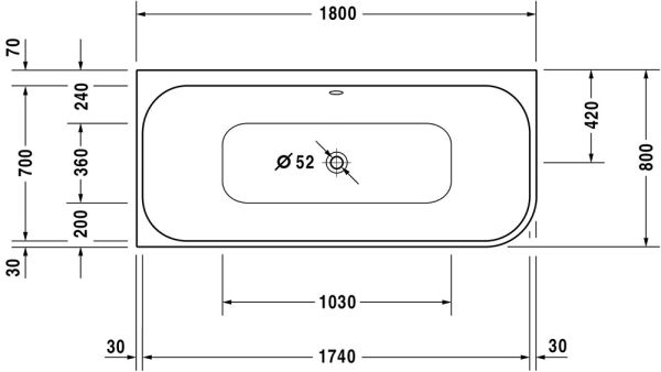 Duravit Happy D.2 Eck-Badewanne 180x80cm Ecke links, weiß