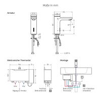Vorschau: WimTec SMART E10 HyPlus PRO berührungslose Waschtischarmatur 12V Netzbetrieb, chrom