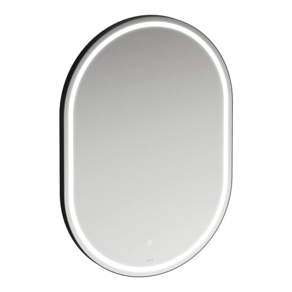 Laufen Base 2.0 Spiegel oval 60x85cm mit umlaufender LED-Beleuchtung, schwarz matt 