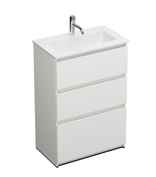 Burgbad Lin20 Waschtisch 62x36,5cm mit Unterschrank, 3 Auszüge, bodenstehend