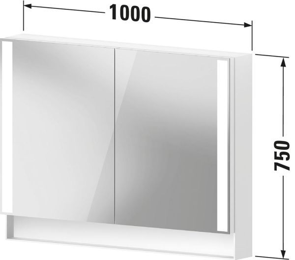 Duravit Qatego Spiegelschrank 100x75cm, mit 2 Türen und Nischenbeleuchtung, dimmbar