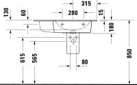 Vorschau: Duravit ME by Starck Waschtisch 83x49cm, mit Überlauf, ohne Wondergliss, weiß 2346830000