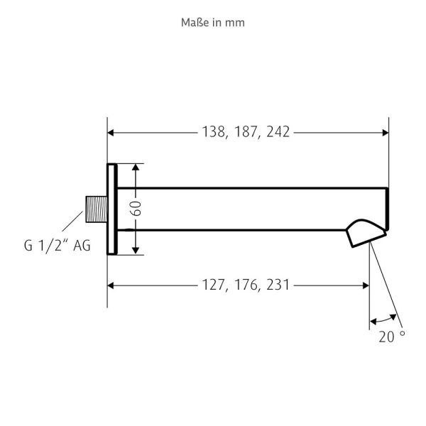 WimTec Wandauslauf 12,7cm, chrom