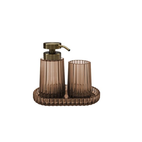 Cosmic Lido Badaccessoires-Set mit Seifenspender und Zahnputzbecher, ambar rose