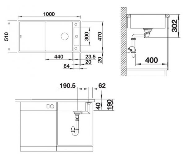 Blanco Axia III XL 6 S Granitspüle SILGRANIT®, mit Ablauffernbedienung