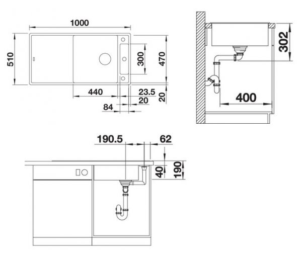 Blanco Axia III XL 6 S Granitspüle SILGRANIT® , mit Ablauffernbedienung