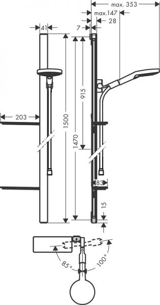 Hansgrohe Raindance Select S Brauseset 120 3jet mit Brausestange 150cm und Seifenschalen