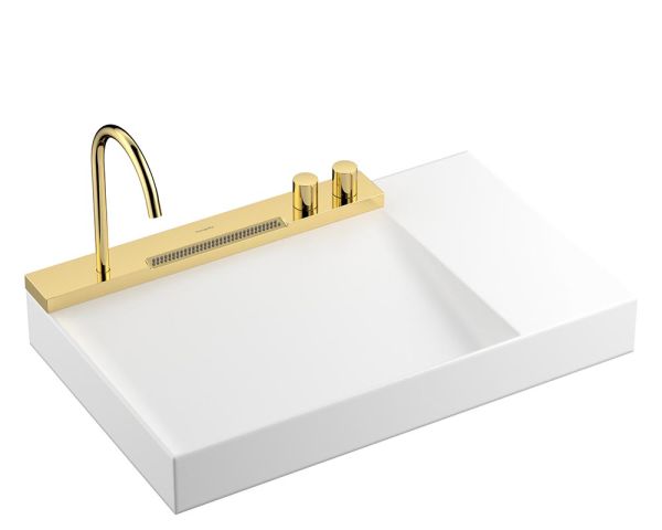 hansgrohe Avalegra AquaUnit Waschbecken 78x48cm mit Ablage, Armatur in polished gold optic 22473990