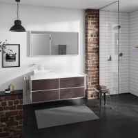 Vorschau: Hansgrohe Xevolos E Unterschrank 137cm für Aufsatzwaschtisch links mit Konsole, 4 Schubkästen