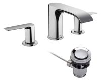 Hansgrohe Vivenis 3-Loch Waschtischarmatur 90 mit Zugstangen-Ablaufgarnitur, chrom 75033000