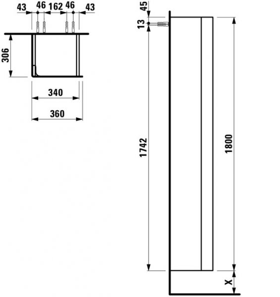 Laufen INO Hochschrank mit 1 Tür