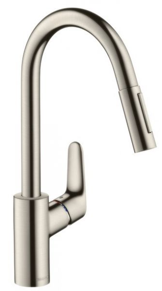 hansgrohe Focus M41 Einhebel-Küchenmischer 240 mit Ausziehbrause und sBox, edelstahl finish