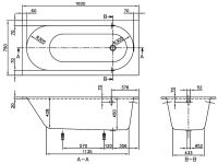 Vorschau: Villeroy&Boch Oberon Rechteck-Badewanne 160x75cm
