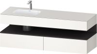 Duravit Qatego Einbauwaschtisch links mit Unterschrank 160x55cm in weiß supermatt Antifingerprint, mit offenem Fach in graphit supermatt Antifingerprintt QA4795