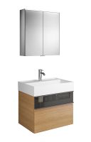 Vorschau: Burgbad Yumo Badmöbel-Set 66,5cm, Spiegelschrank, Mineralguss-Waschtisch und WT-Unterschrank
