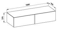 Vorschau: Laufen IL BAGNO ALESSI ONE Schubladenelement 1600, ohne Ausschnitt, 2 Schubladen, techn. Zeichnung