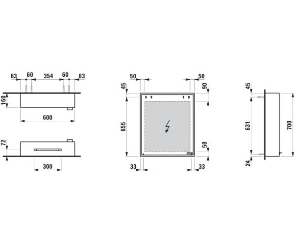 Laufen Ilon Spiegelschrank 600 mit umlaufender LED-Beleuchtung, edelstahl gebürstet