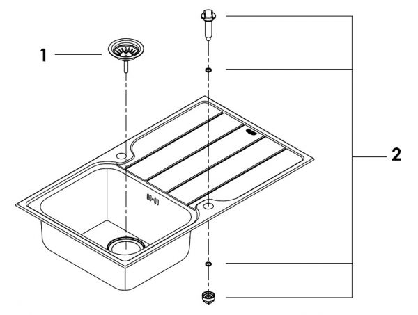 Grohe K500 45-S Edelstahlspüle mit Abtropffläche, edelstahl