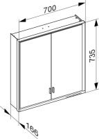 Vorschau: Keuco Royal Lumos Spiegelschrank für Wandvorbau, 2 lange Türen, 70x73,5cm 14307172301