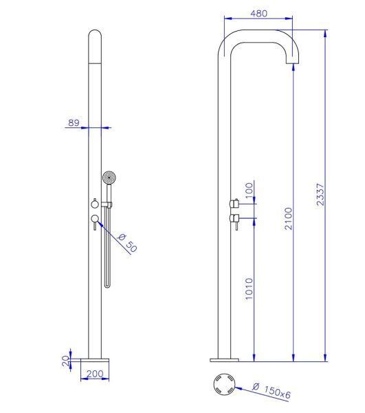 Ideal Santos frostsichere Gartendusche, edelstahl geschliffen