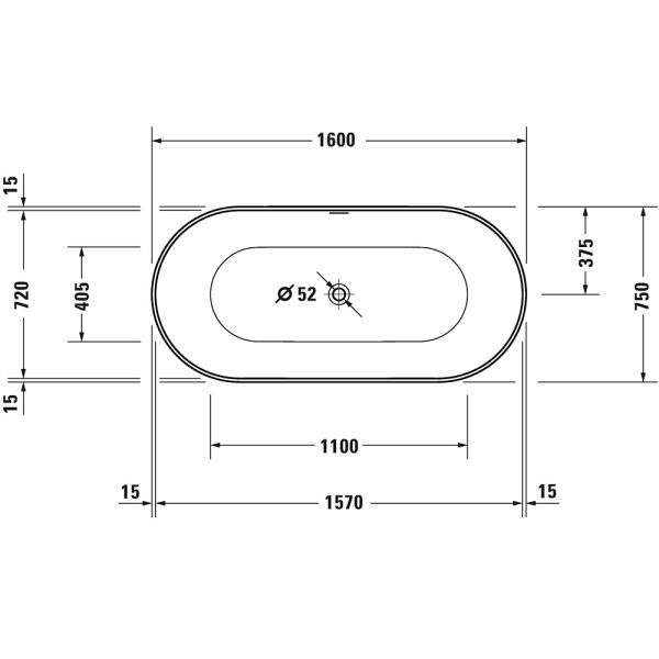 Duravit DuraKanto freistehende ovale Badewanne 160x75cm, weiß 700560000000000