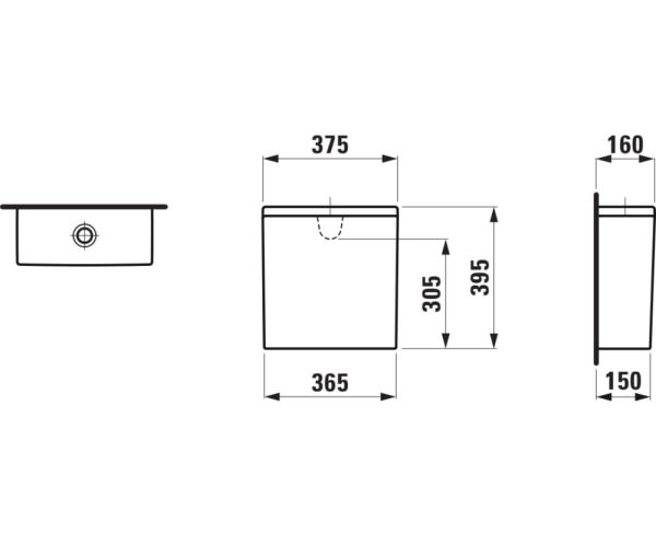 Laufen Pro Spülkasten Dual-Flush, Wasseranschluss hinten mittig 82995.1