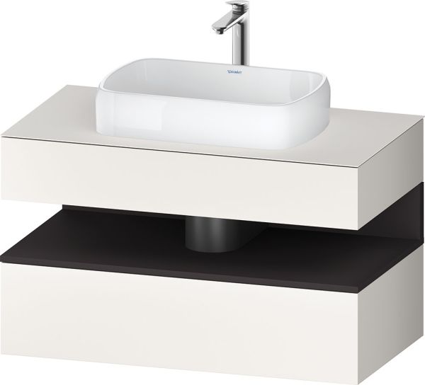 Duravit Qatego Unterschrank für Aufsatzbecken 100x55cm, weiß supermatt, mit offenem Fach in graphit supermatt Antifingerprint QA4731