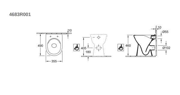 Villeroy&Boch ViCare Stand-Tiefspül-WC mit DirectFlush, spülrandlos, oval, weiß