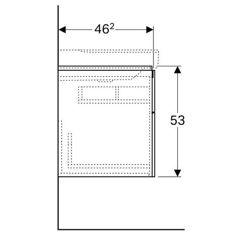 Geberit Xeno² Waschtischunterschrank 88x53cm mit 2 Schubladen, Siphonausschnitt links