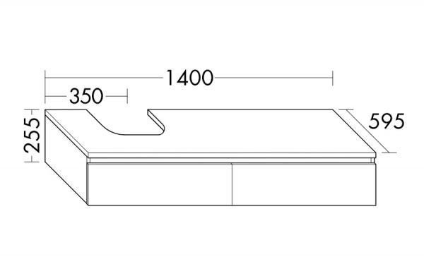 Burgbad Cube Waschtischunterschrank 140x59,5cm passend zu Grohe Cube, Höhe 25,5cm, 2 Auszüge