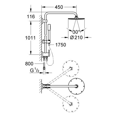 Grohe Rainshower® System 210 Duschsystem mit Umstellung, chrom