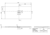 Vorschau: Villeroy&Boch Squaro Infinity Quaryl®-Duschwanne, Eckeinbau rechts gegen Wand, 170x80cm, grey, UDQ1780SQI2RV-3S techn. Zeichnung