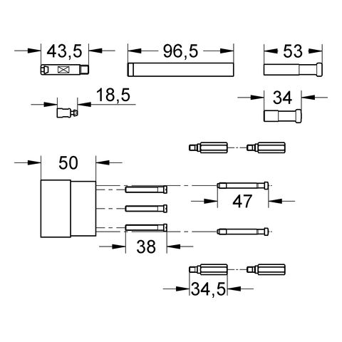 Grohe Verlängerungsset 50mm passend zu Rapido E, chrom