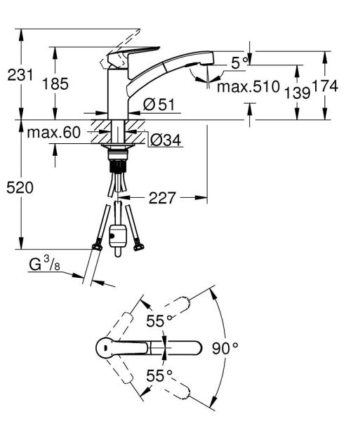 Grohe QuickFix Start Dual-Spülbrause, schwarz matt