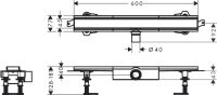 Vorschau: Hansgrohe RainDrain Compact Komplettset Duschrinne 60cm für flache Installation, edelstahl gebürstet 56162800